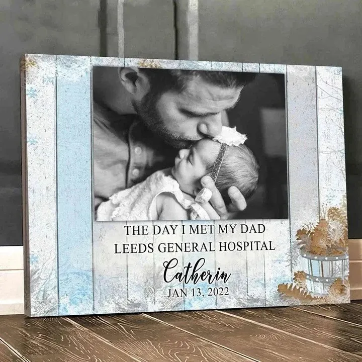 1st Father's Day Gift For Husband From Wife, Custom Dad Daughter Son Photo Gift For New Dad, New Father Canvas