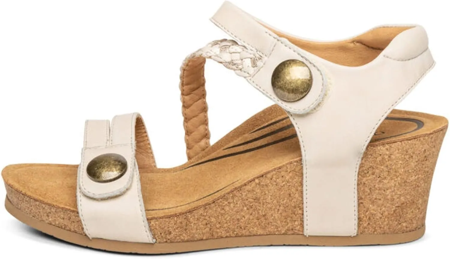 Aetrex Avril Orthopedic Platform Quarter Strap Low Heel Wedge Sandals for Women- Leather Memory Foam Footbed Arch Support Espadrilles Wedges for Women