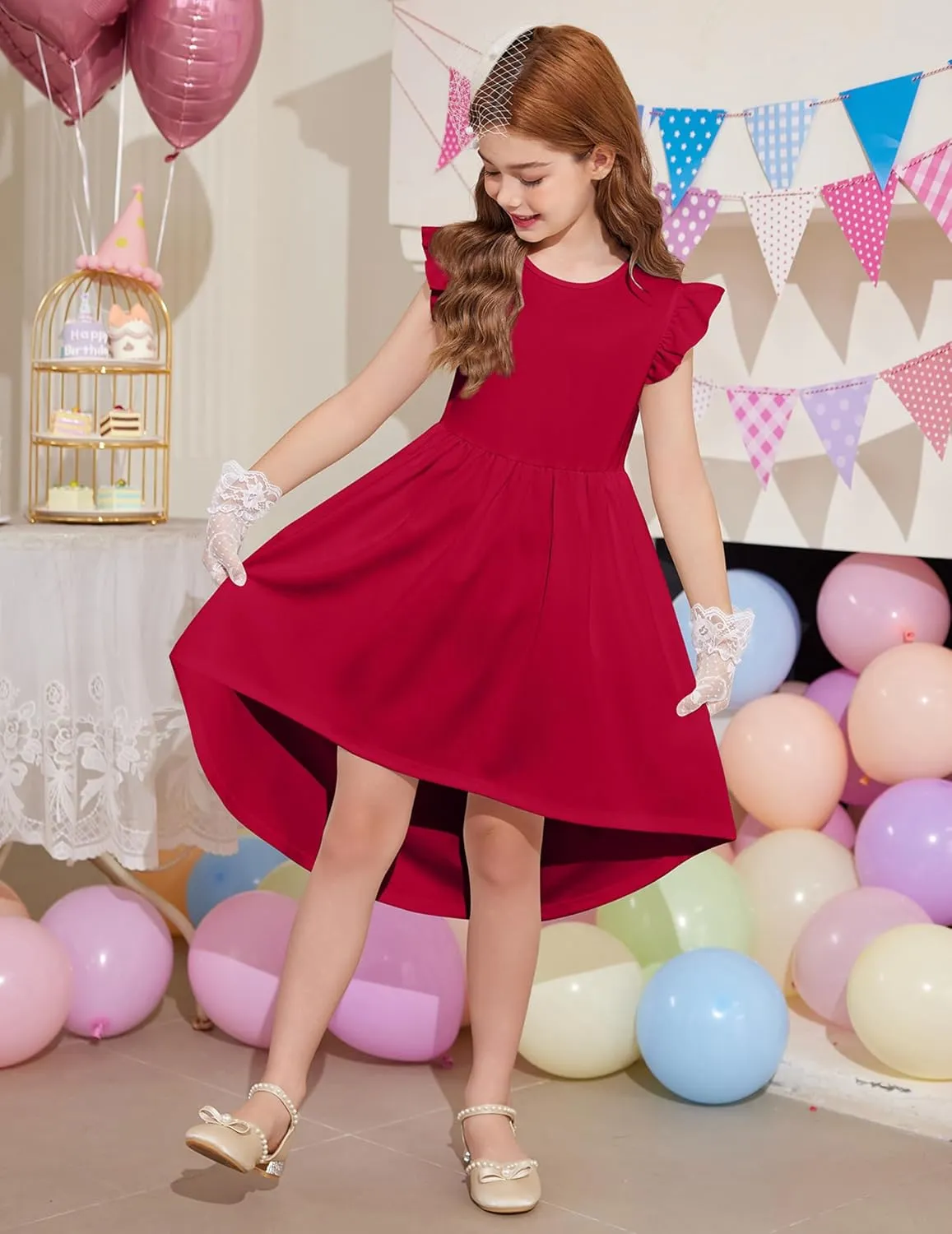 Arshiner Girls Summer Dress Tween Flutter Sleeve Formal Dresses