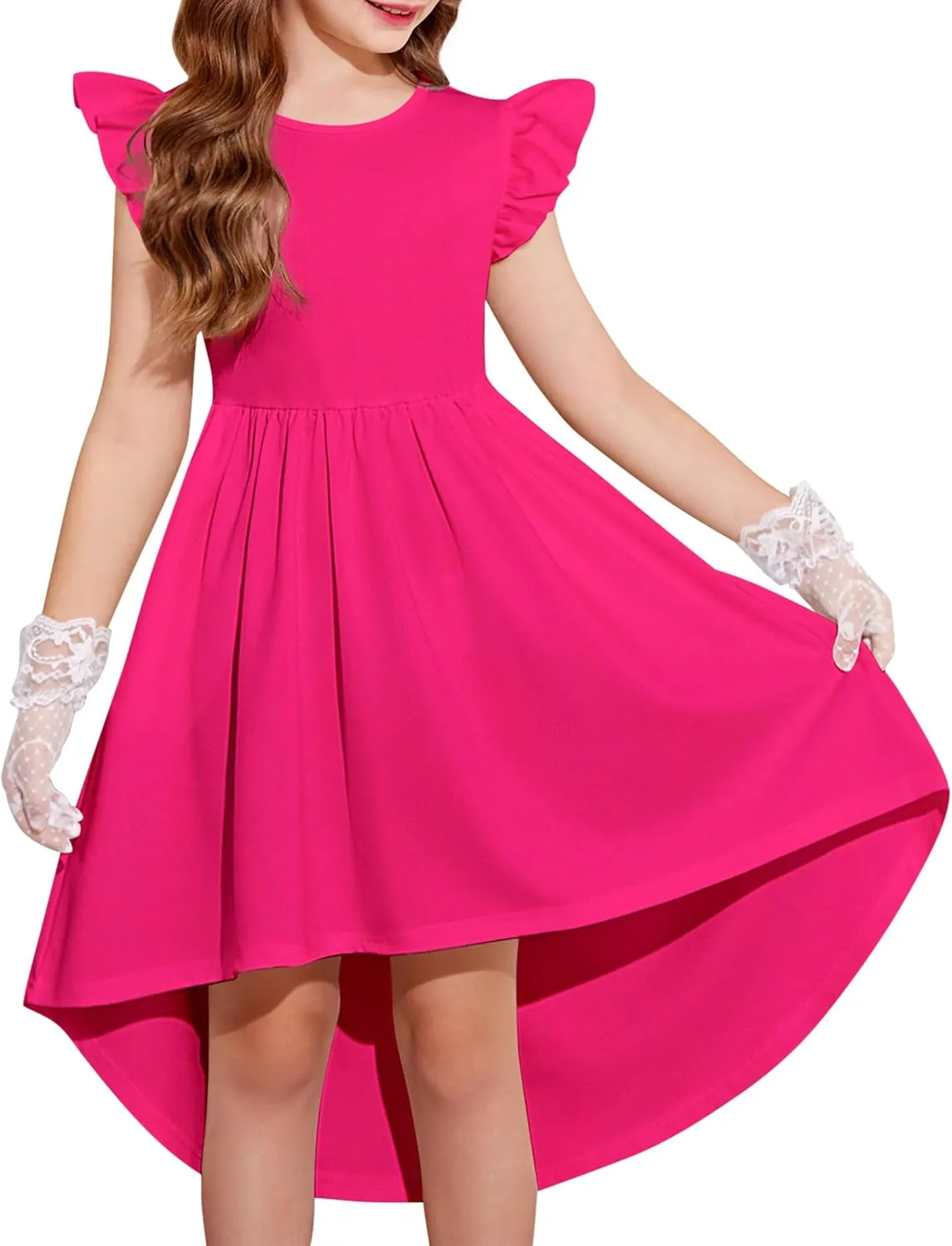 Arshiner Girls Summer Dress Tween Flutter Sleeve Formal Dresses