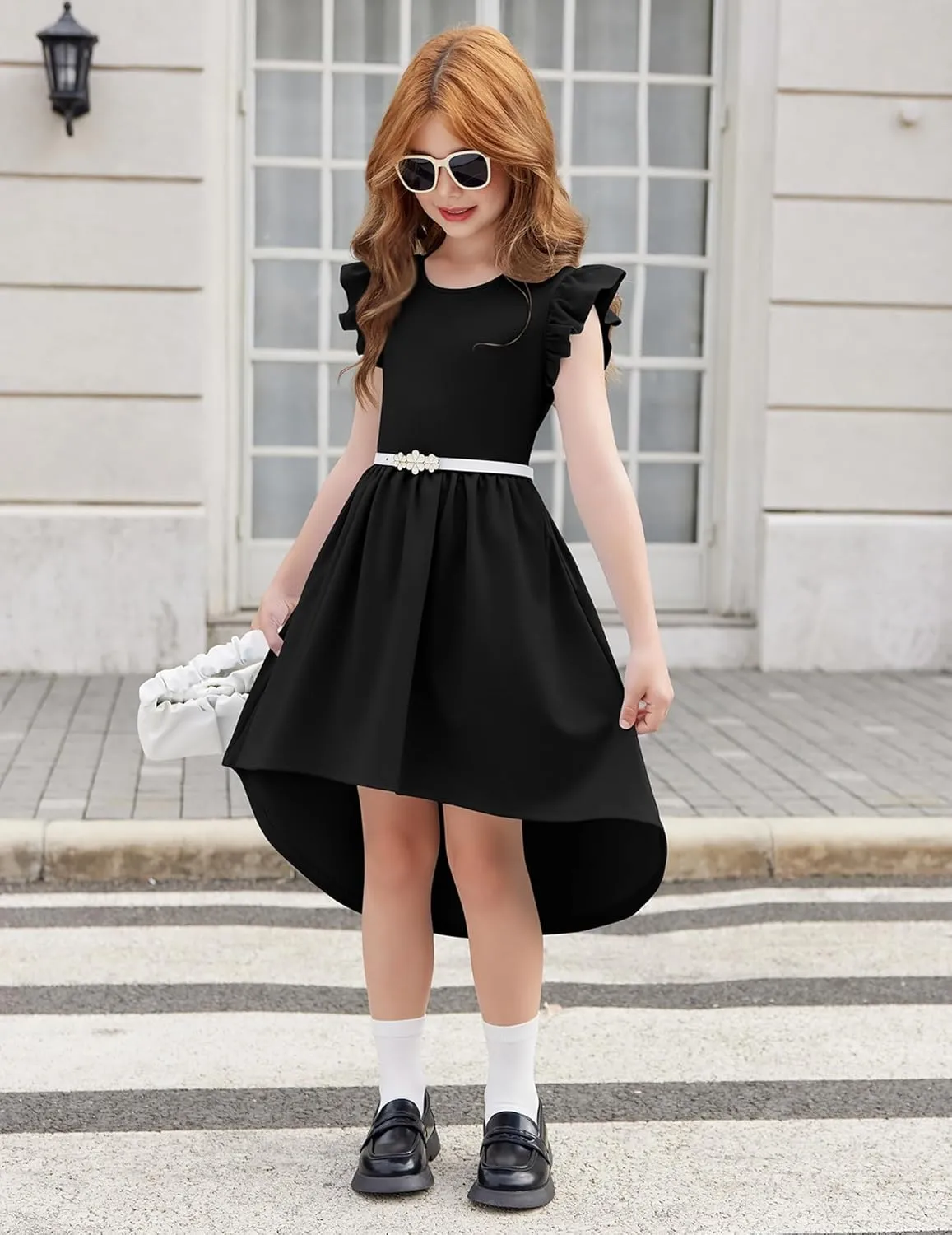 Arshiner Girls Summer Dress Tween Flutter Sleeve Formal Dresses