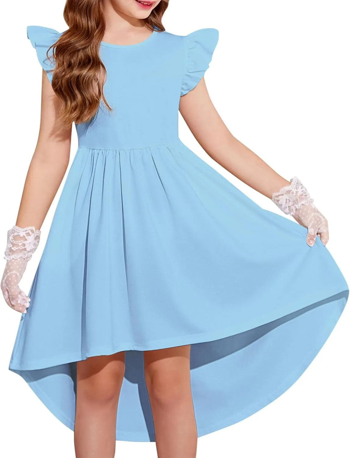 Arshiner Girls Summer Dress Tween Flutter Sleeve Formal Dresses