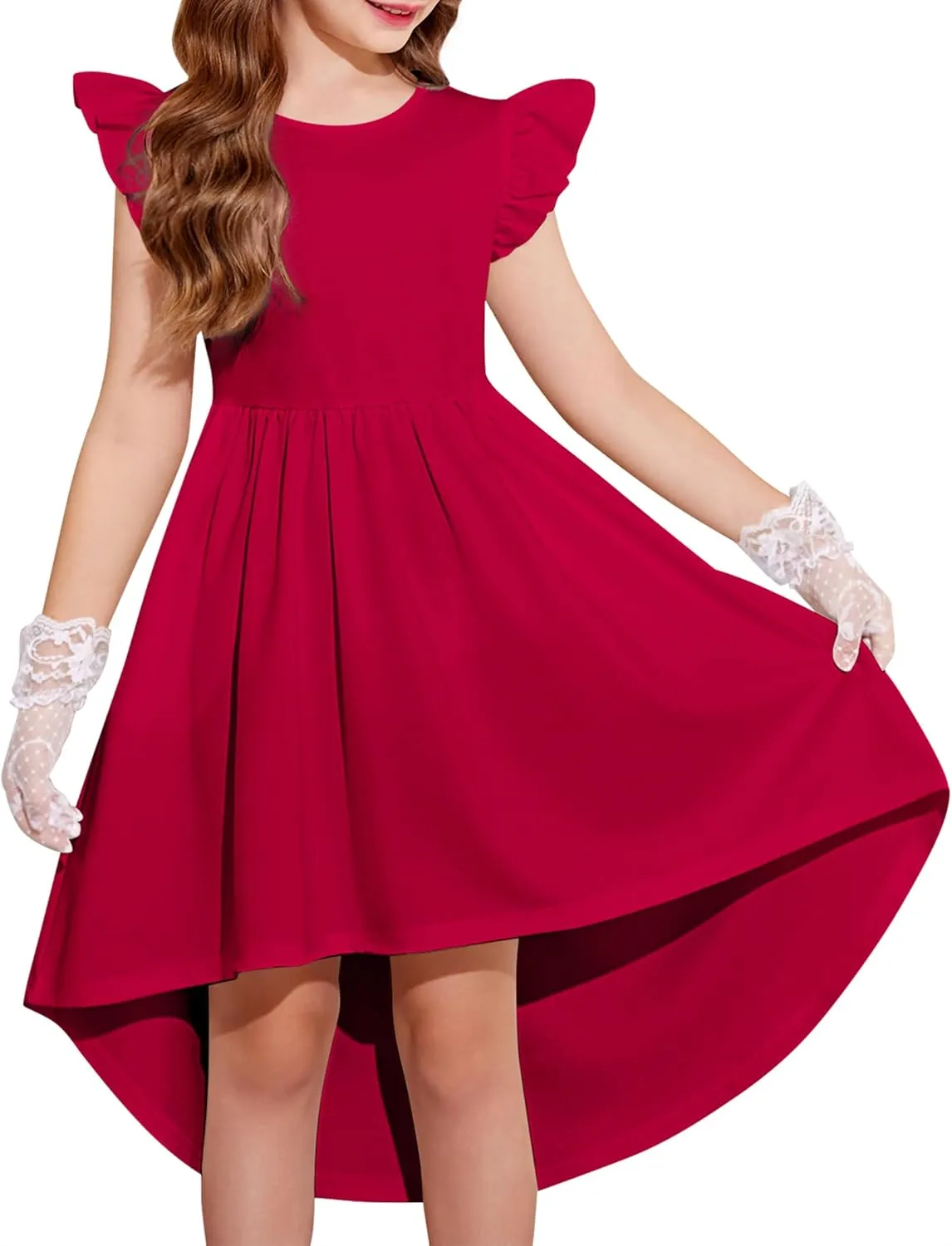 Arshiner Girls Summer Dress Tween Flutter Sleeve Formal Dresses