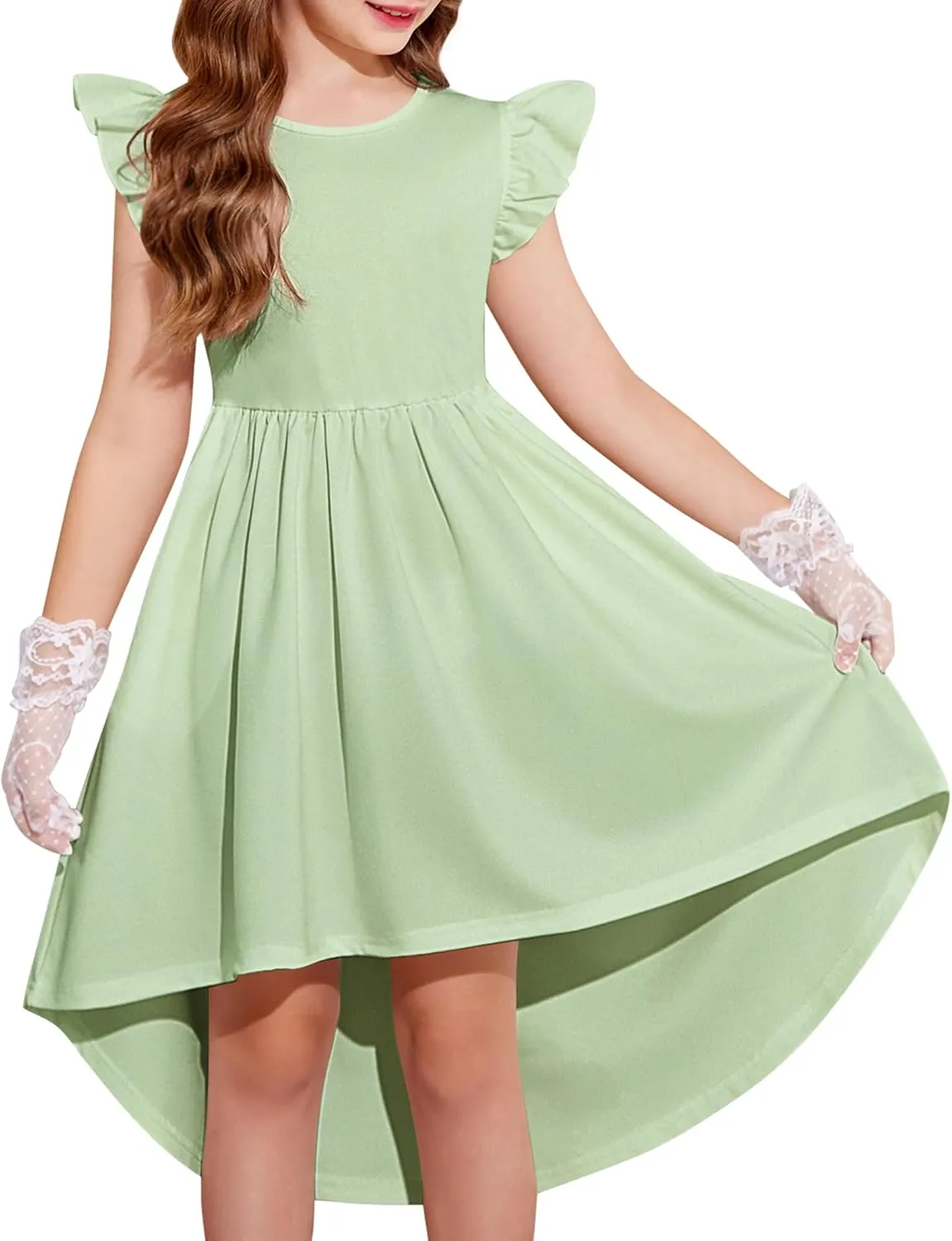 Arshiner Girls Summer Dress Tween Flutter Sleeve Formal Dresses
