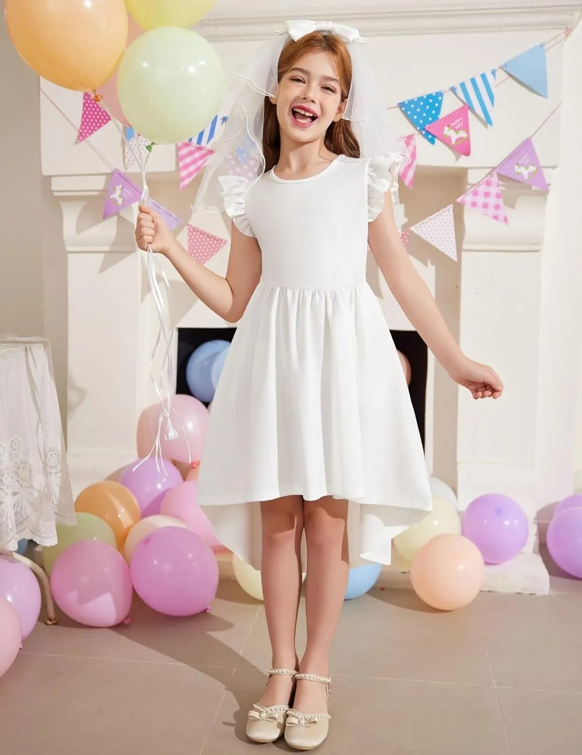 Arshiner Girls Summer Dress Tween Flutter Sleeve Formal Dresses