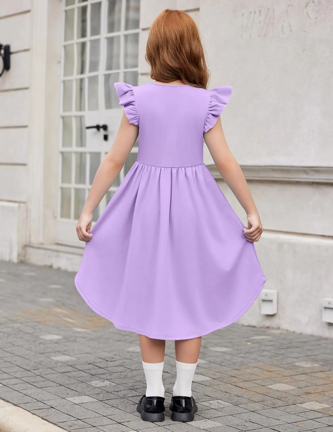 Arshiner Girls Summer Dress Tween Flutter Sleeve Formal Dresses