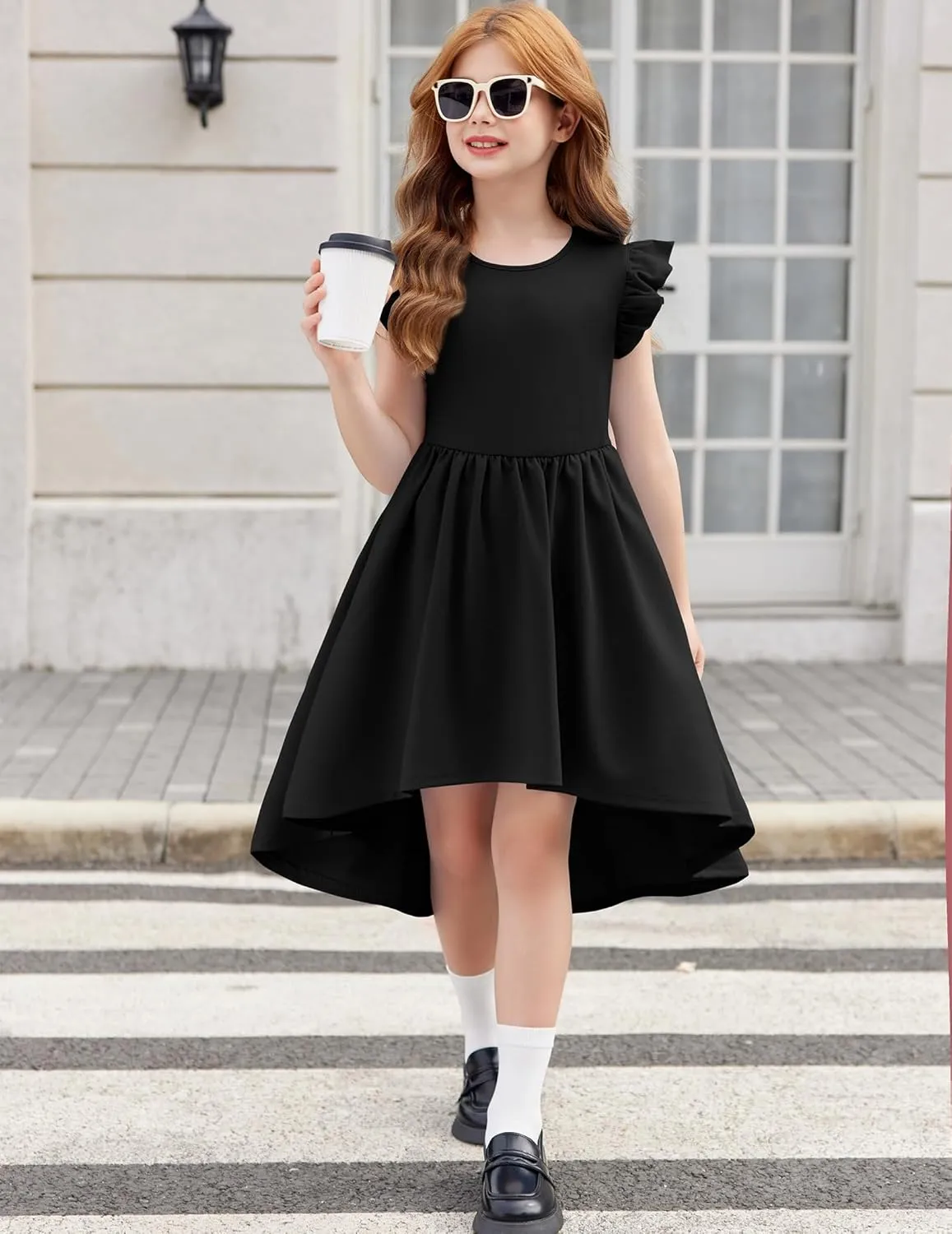 Arshiner Girls Summer Dress Tween Flutter Sleeve Formal Dresses