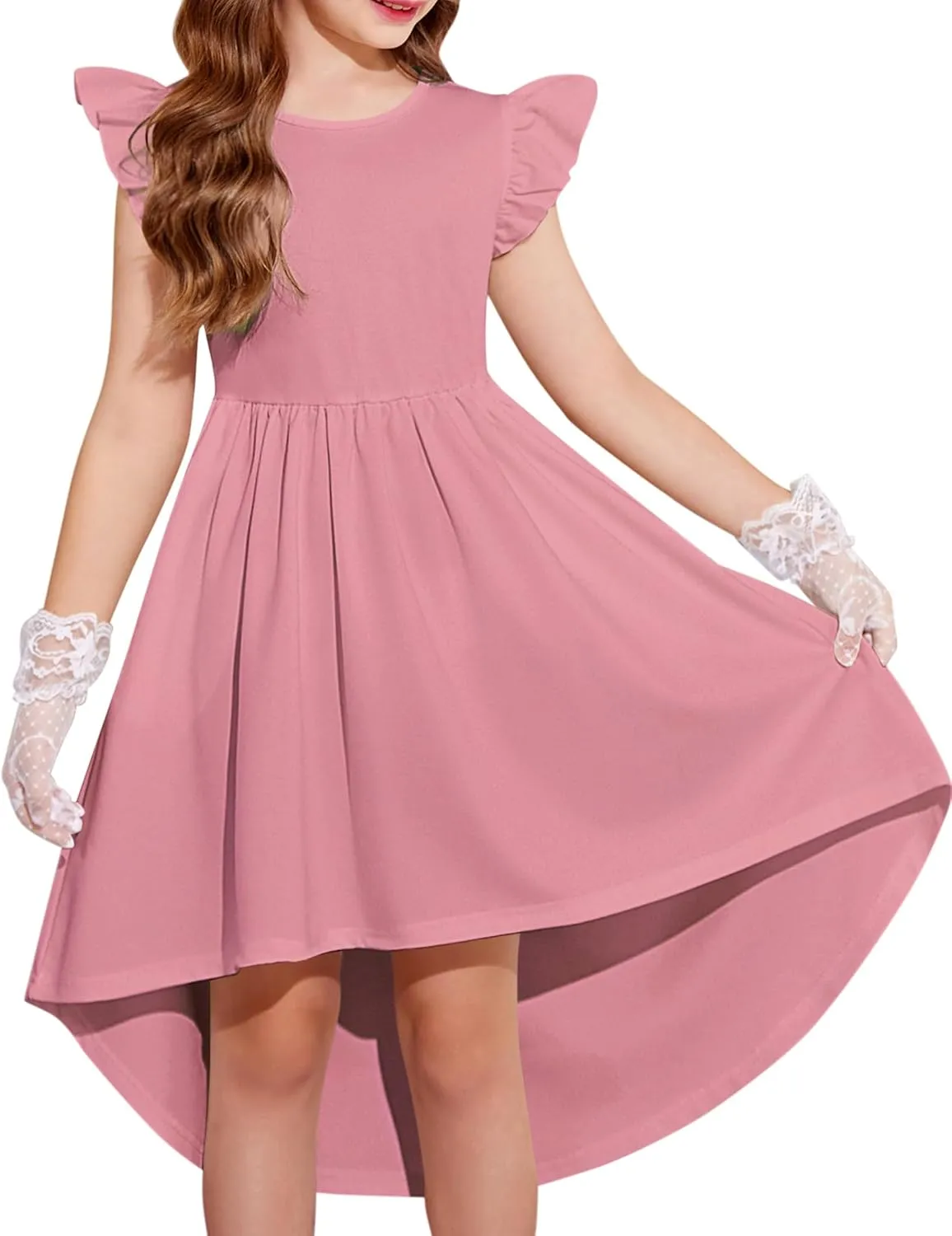 Arshiner Girls Summer Dress Tween Flutter Sleeve Formal Dresses