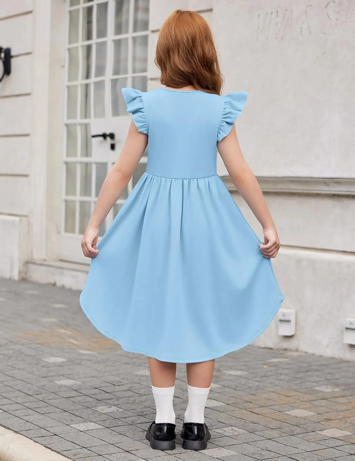 Arshiner Girls Summer Dress Tween Flutter Sleeve Formal Dresses