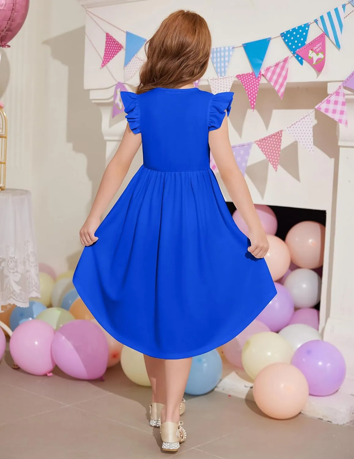 Arshiner Girls Summer Dress Tween Flutter Sleeve Formal Dresses