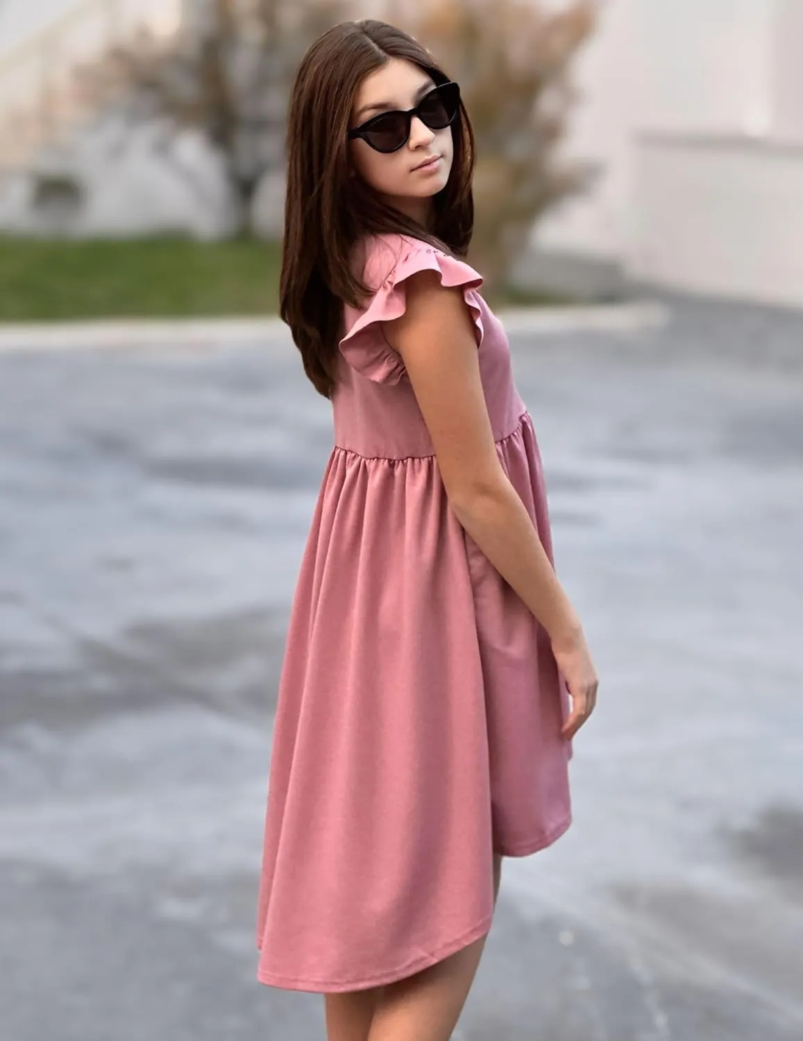 Arshiner Girls Summer Dress Tween Flutter Sleeve Formal Dresses