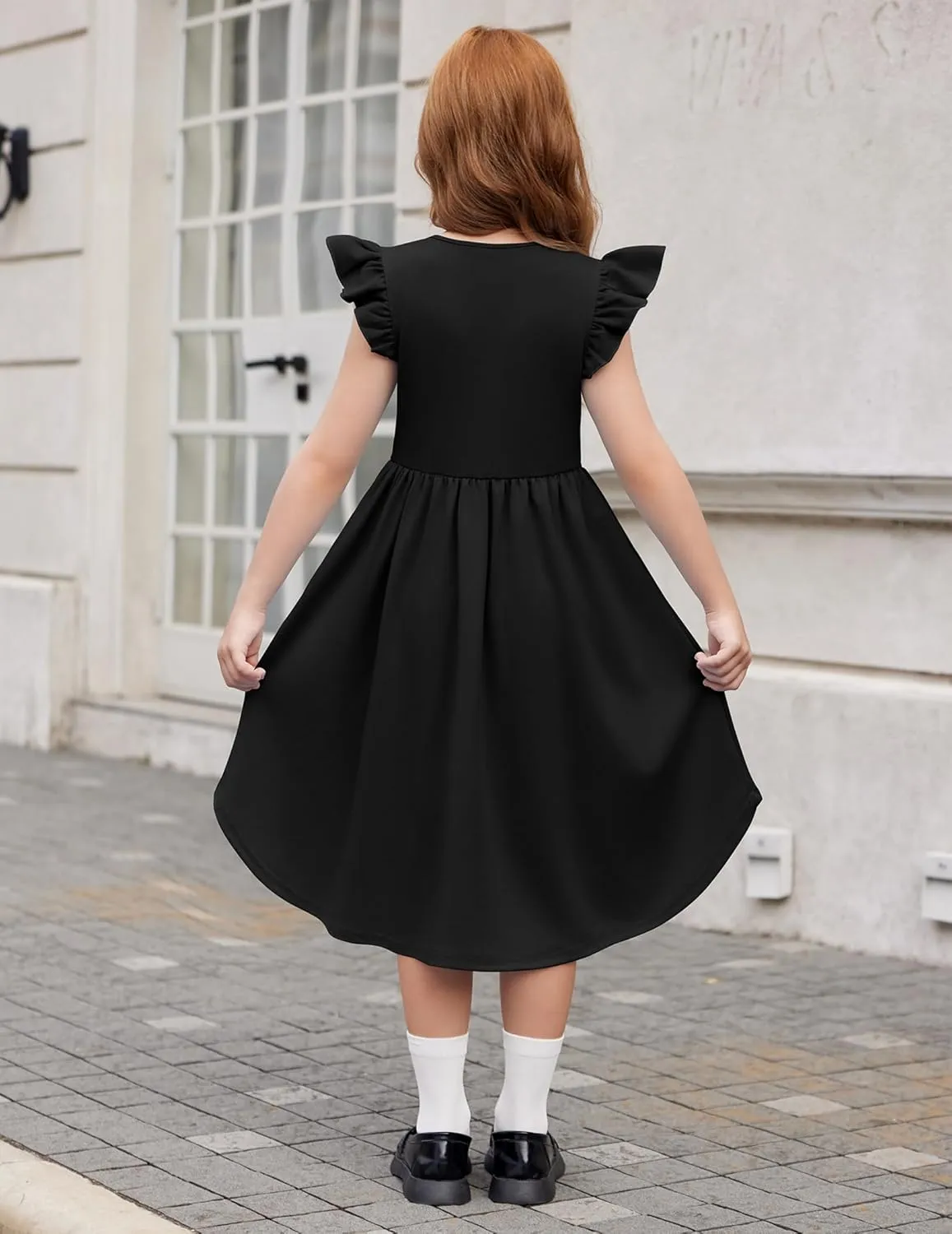 Arshiner Girls Summer Dress Tween Flutter Sleeve Formal Dresses