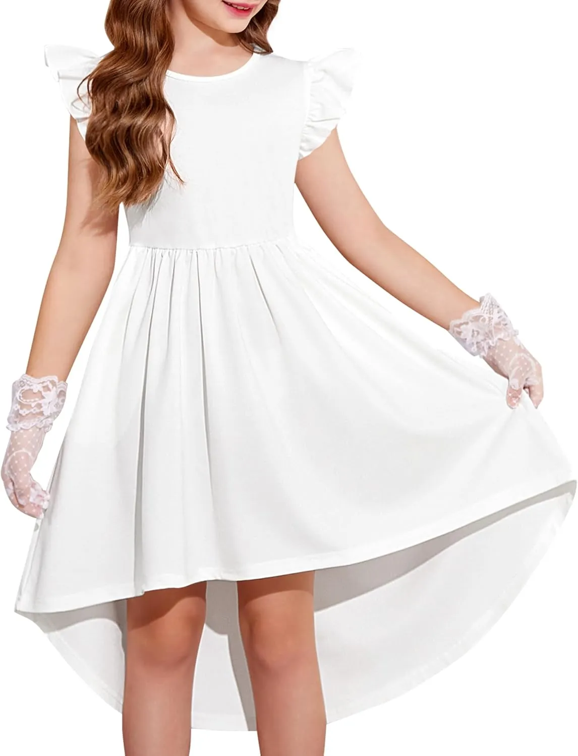Arshiner Girls Summer Dress Tween Flutter Sleeve Formal Dresses
