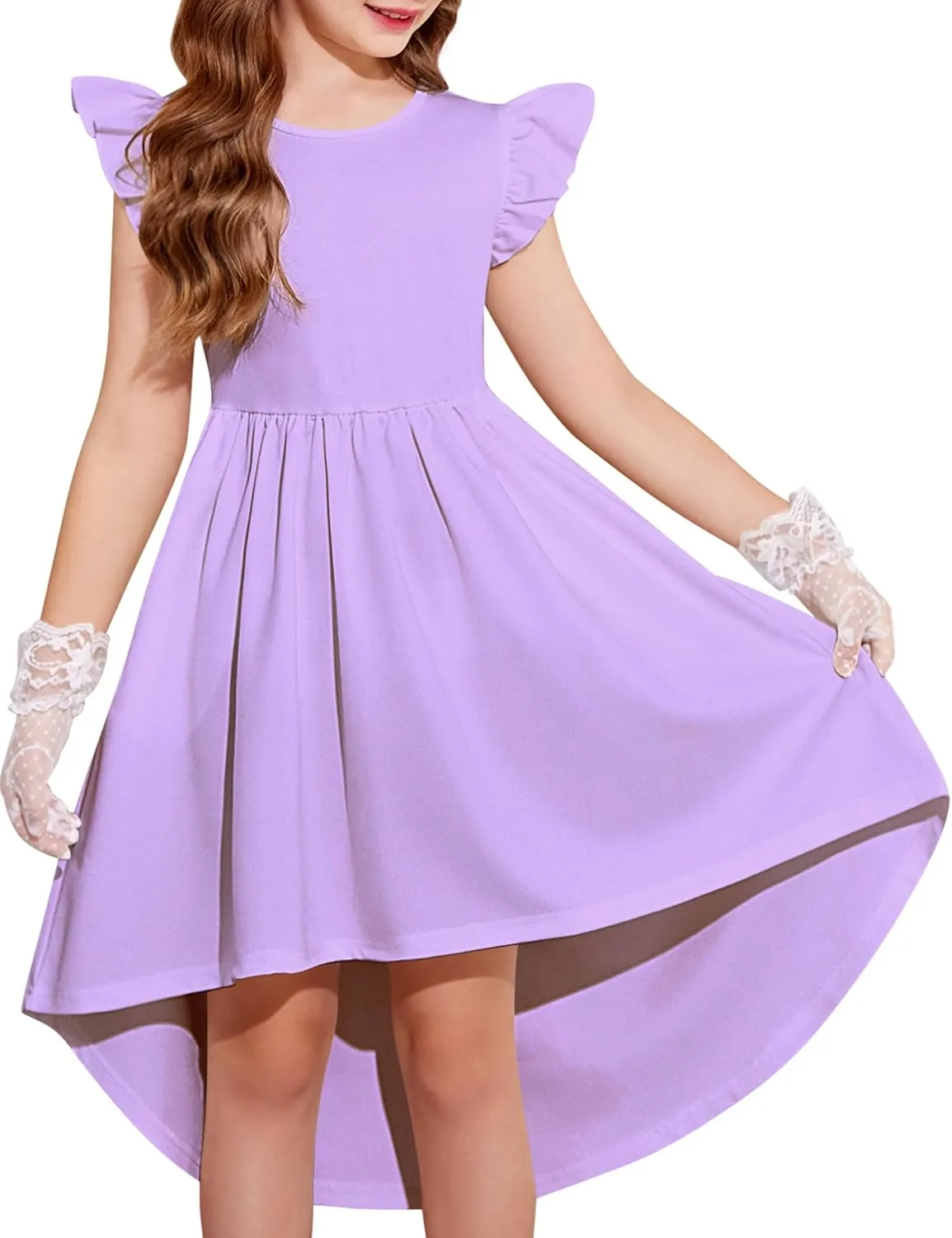 Arshiner Girls Summer Dress Tween Flutter Sleeve Formal Dresses