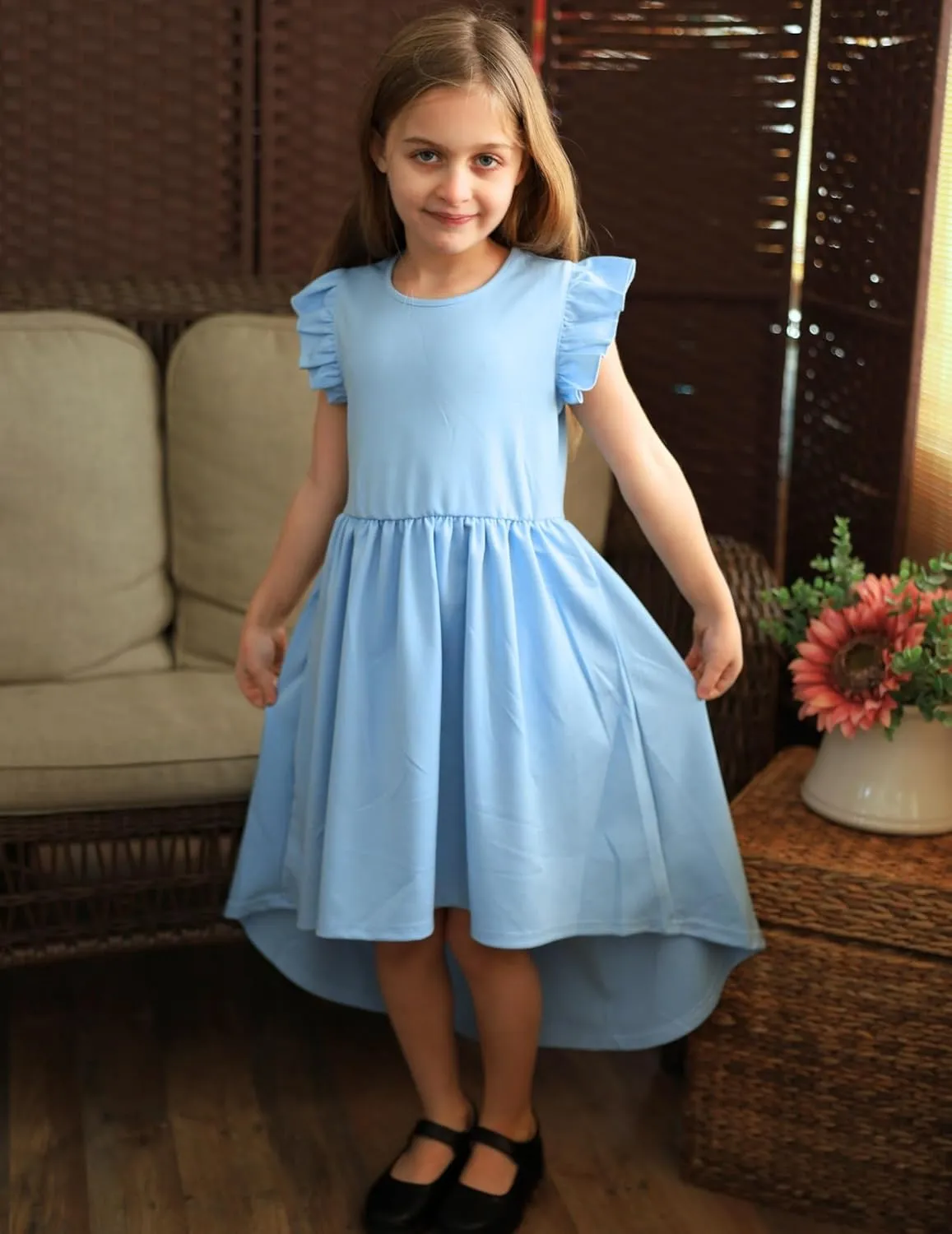 Arshiner Girls Summer Dress Tween Flutter Sleeve Formal Dresses
