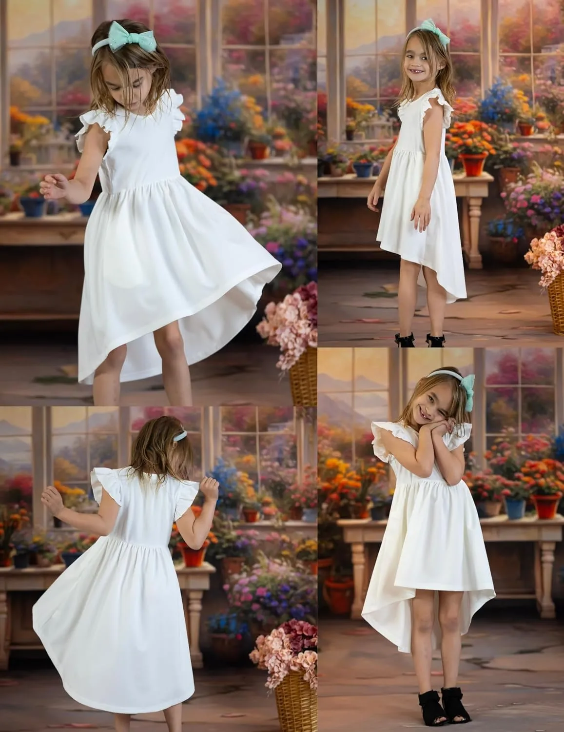 Arshiner Girls Summer Dress Tween Flutter Sleeve Formal Dresses