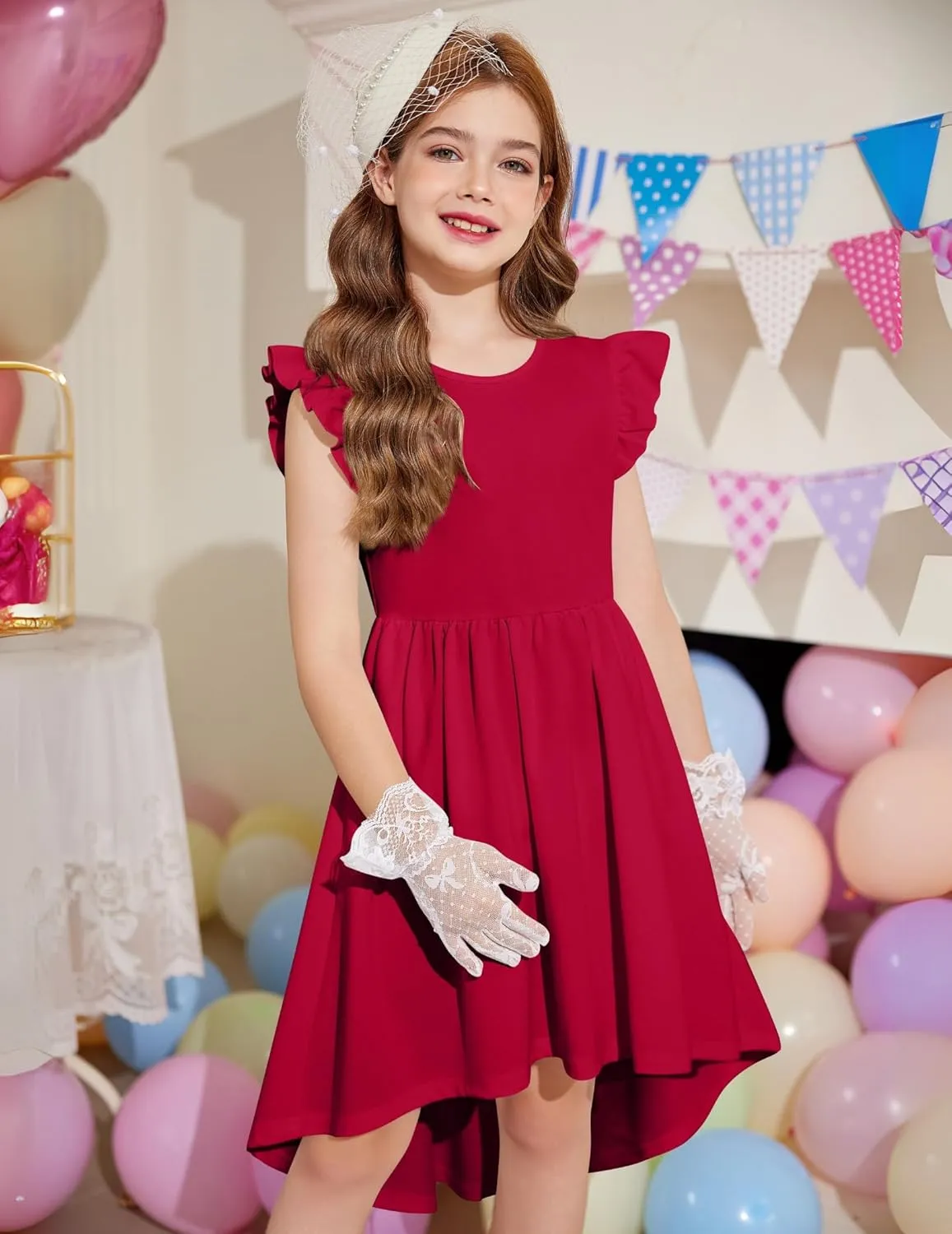 Arshiner Girls Summer Dress Tween Flutter Sleeve Formal Dresses