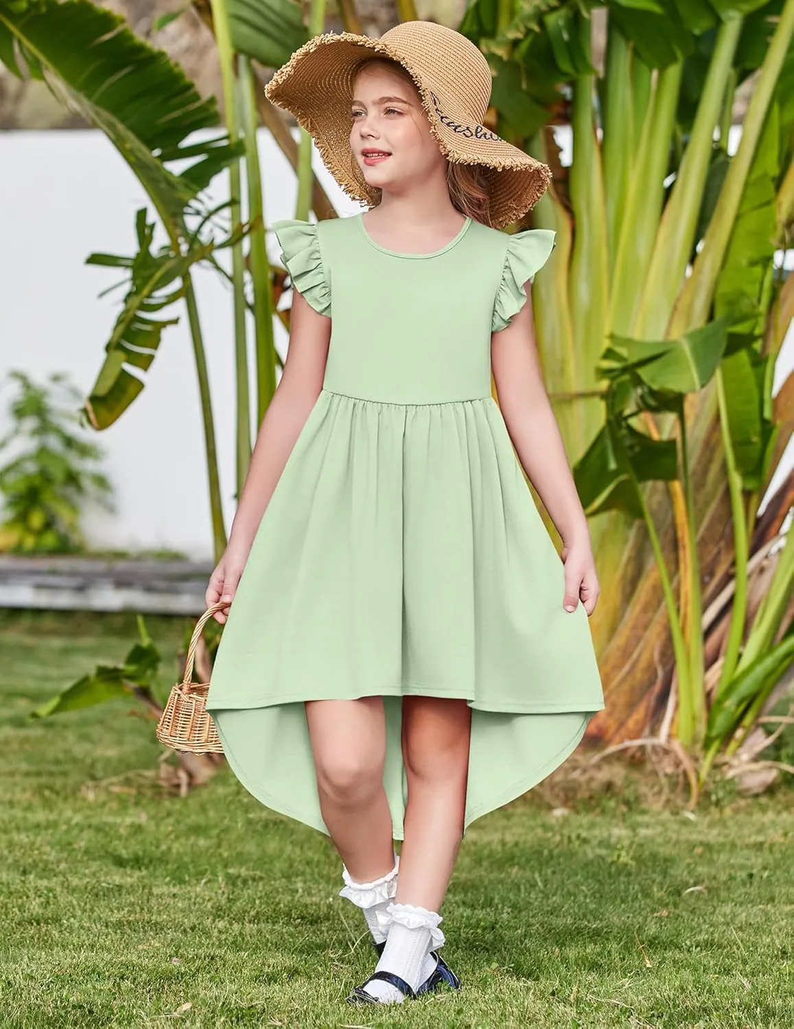 Arshiner Girls Summer Dress Tween Flutter Sleeve Formal Dresses