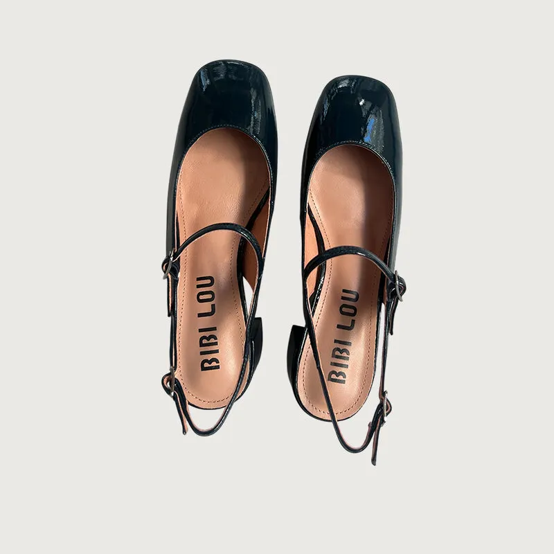 Bibi Lou Navy Leather Mary Jane Ballet