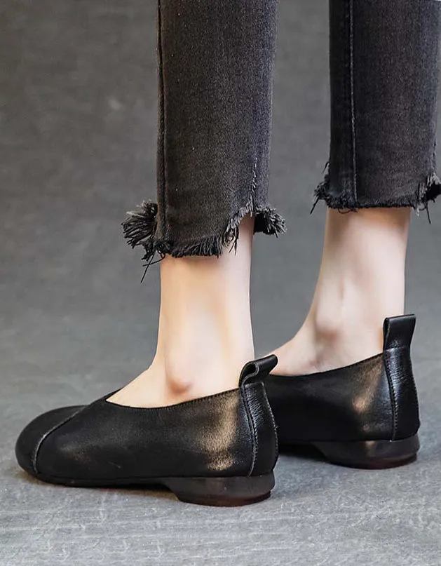 Comfortable Light Weight Leather Retro Flat Pumps 35-41