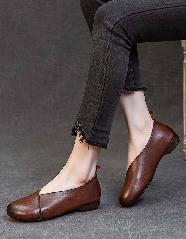 Comfortable Light Weight Leather Retro Flat Pumps 35-41