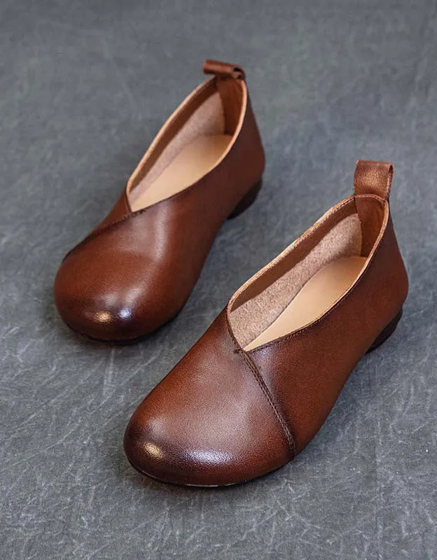 Comfortable Light Weight Leather Retro Flat Pumps 35-41