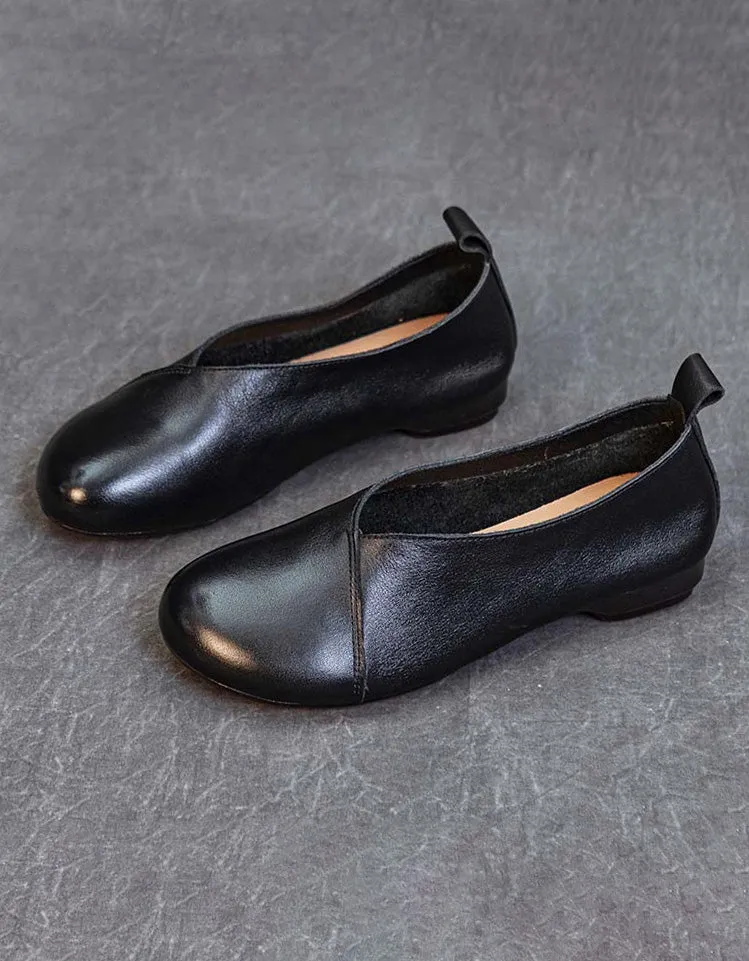Comfortable Light Weight Leather Retro Flat Pumps 35-41
