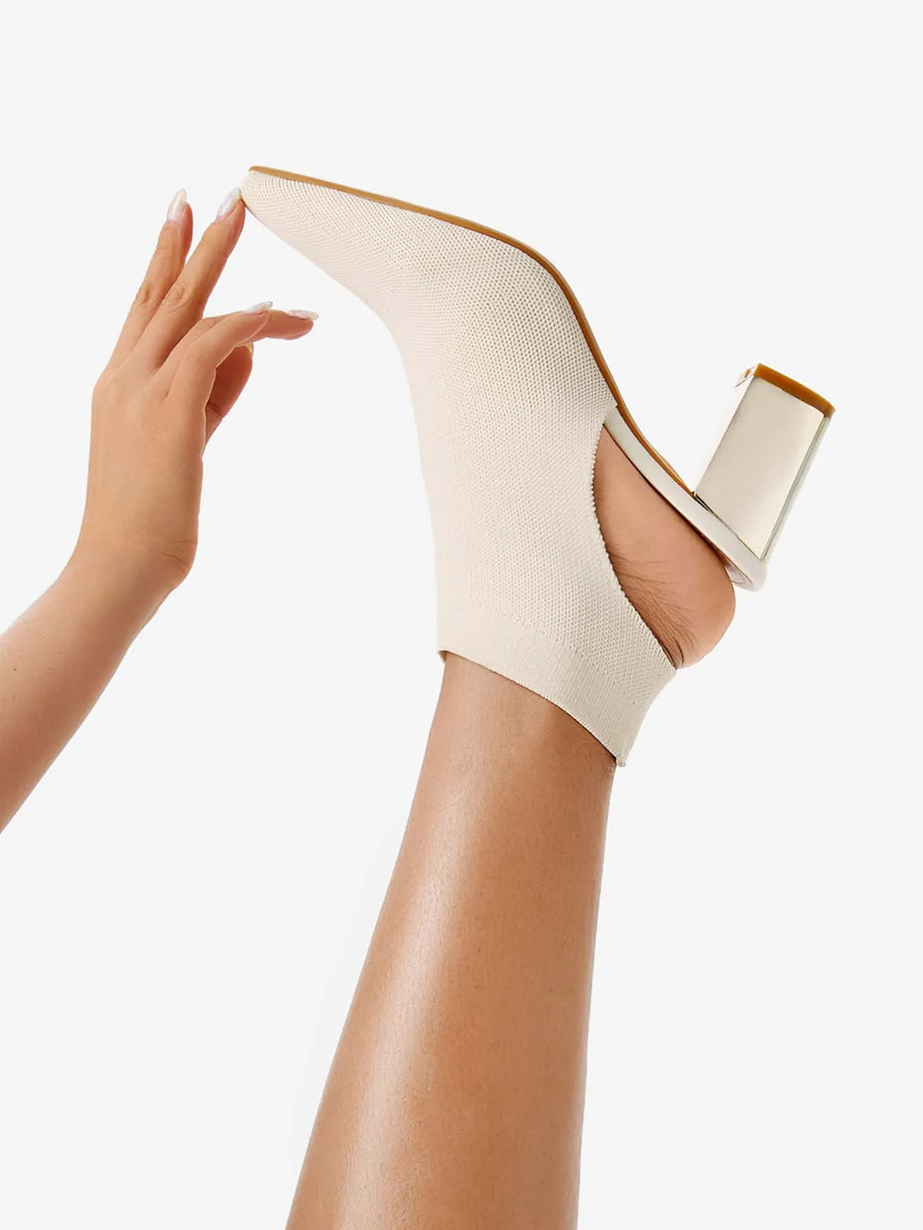CUCCOO Trending Minimalist Point Toe Chunky Heeled Sandal Boots