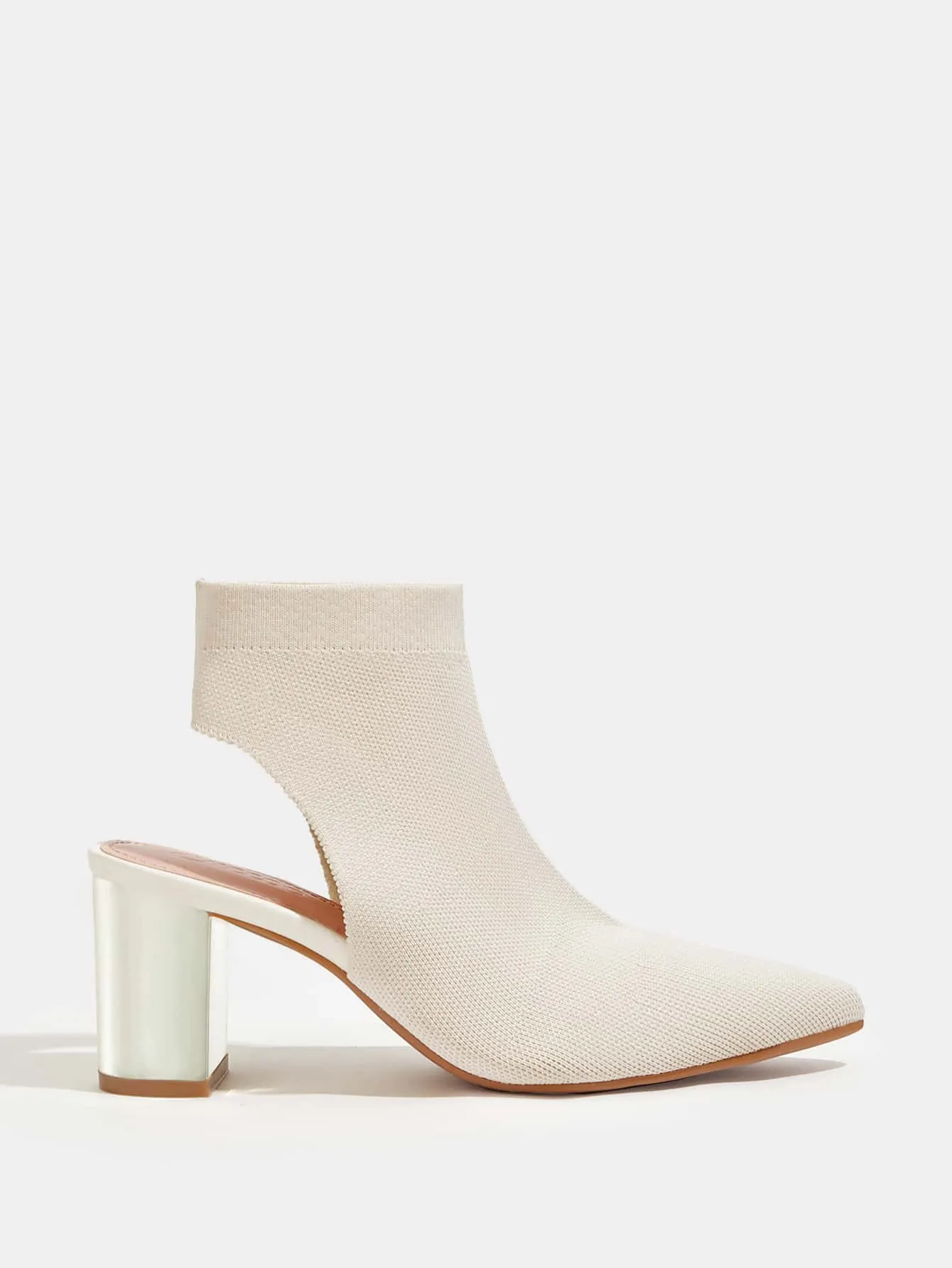 CUCCOO Trending Minimalist Point Toe Chunky Heeled Sandal Boots