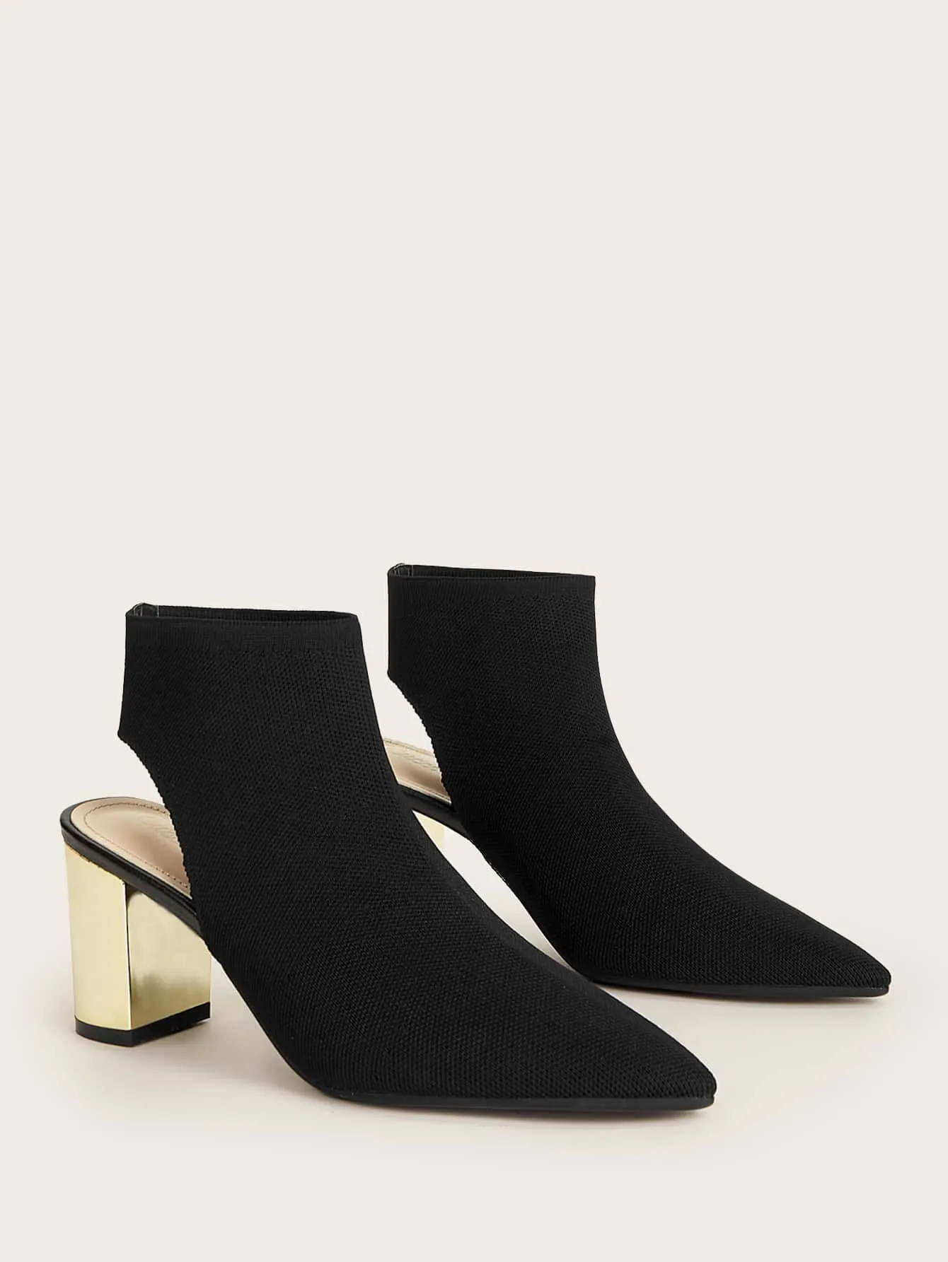 CUCCOO Trending Minimalist Point Toe Chunky Heeled Sandal Boots