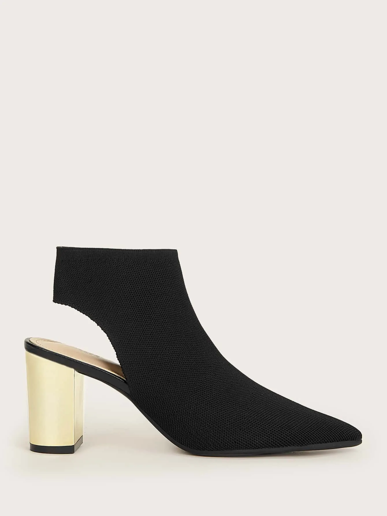CUCCOO Trending Minimalist Point Toe Chunky Heeled Sandal Boots