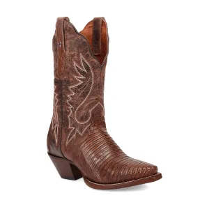 Dan Post Womens Celine Chocolate Lizard Cowboy Boots 7 M