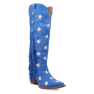 Dingo Womens Super Star Blue Suede Cowboy Boots