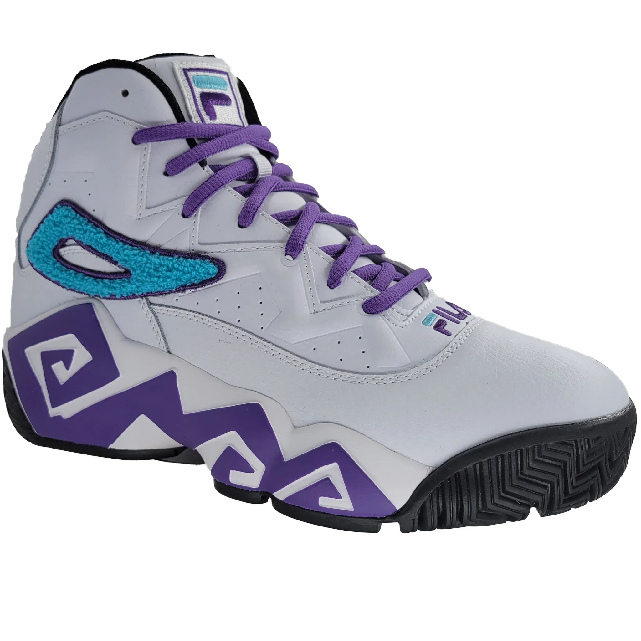 Fila Men's  1BM01089-148 MB Chenille Jamal Mashburn White Bluefish Electric Purple Retro Basketball Shoes
