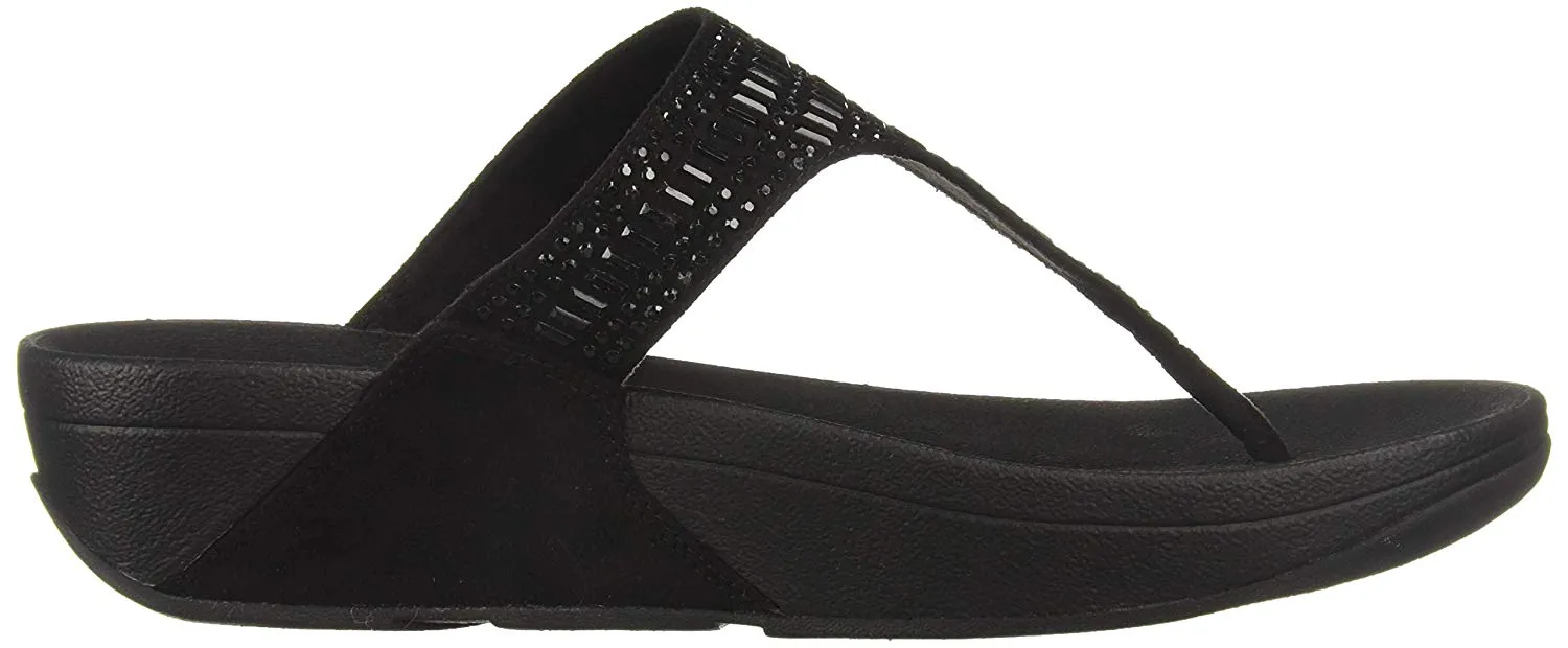 FitFlop Womens Incastone Black Comfortable Toe Thong Platform Sandal