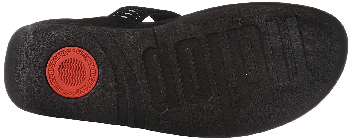 FitFlop Womens Incastone Black Comfortable Toe Thong Platform Sandal