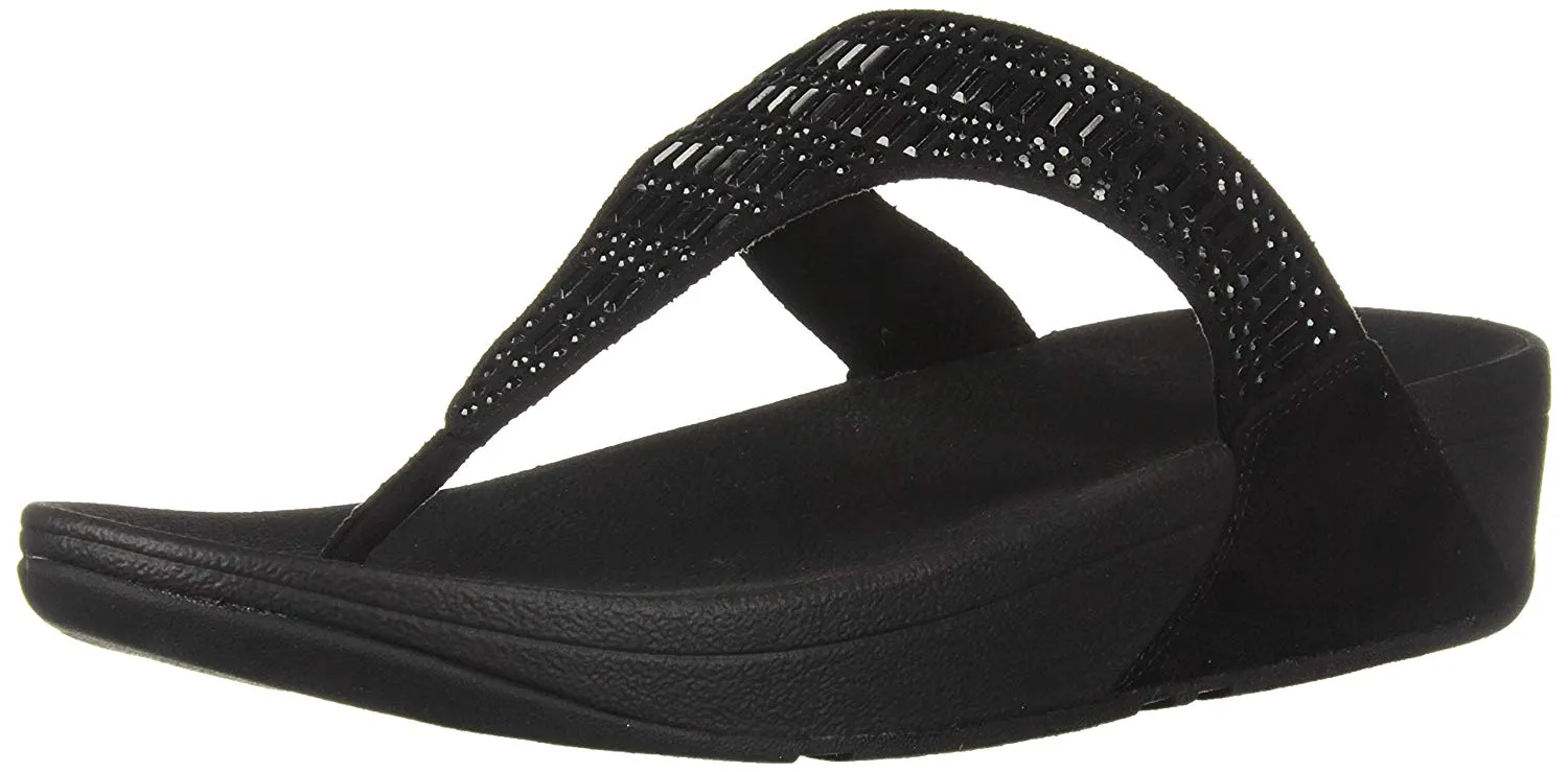 FitFlop Womens Incastone Black Comfortable Toe Thong Platform Sandal