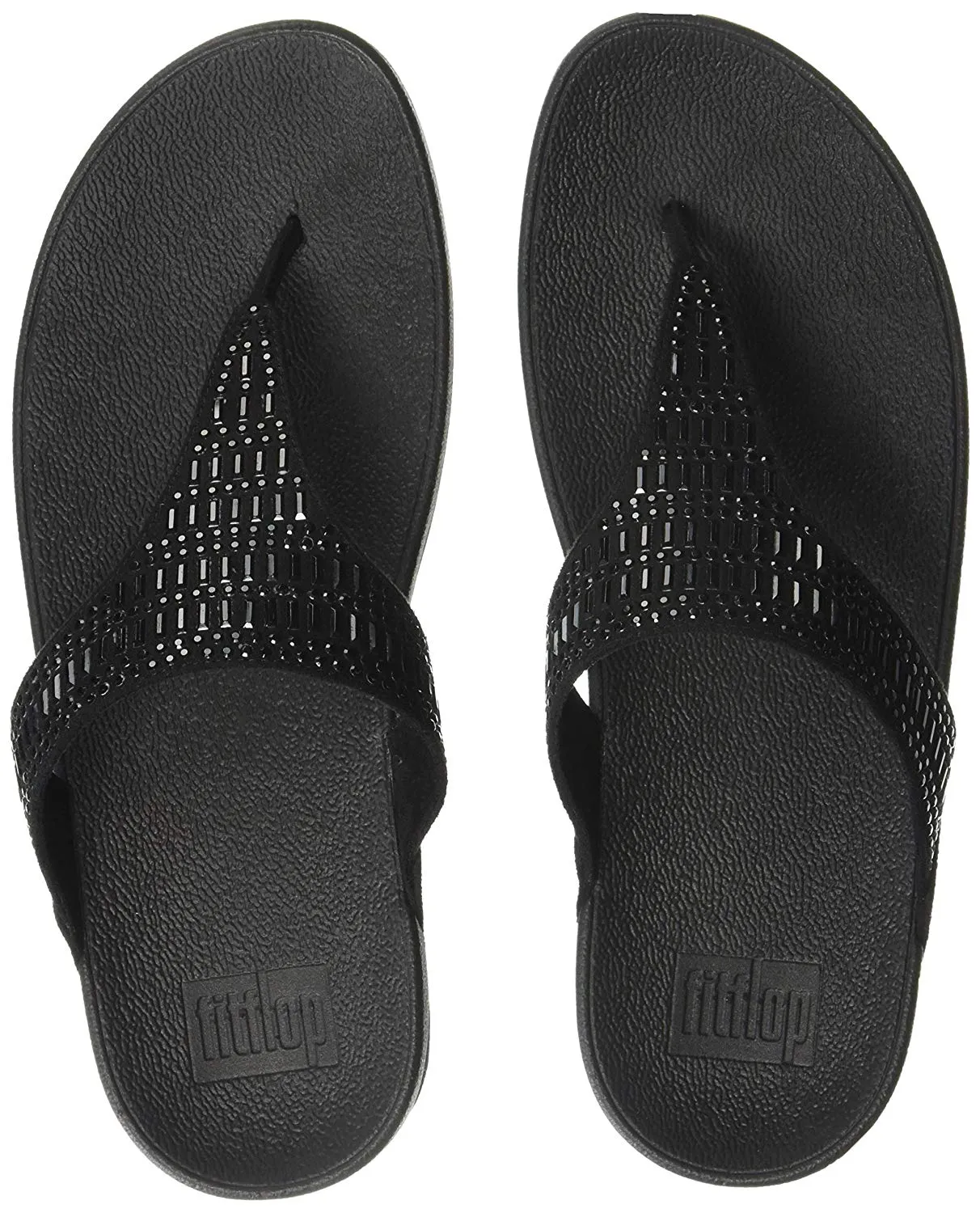 FitFlop Womens Incastone Black Comfortable Toe Thong Platform Sandal