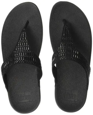 FitFlop Womens Incastone Black Comfortable Toe Thong Platform Sandal