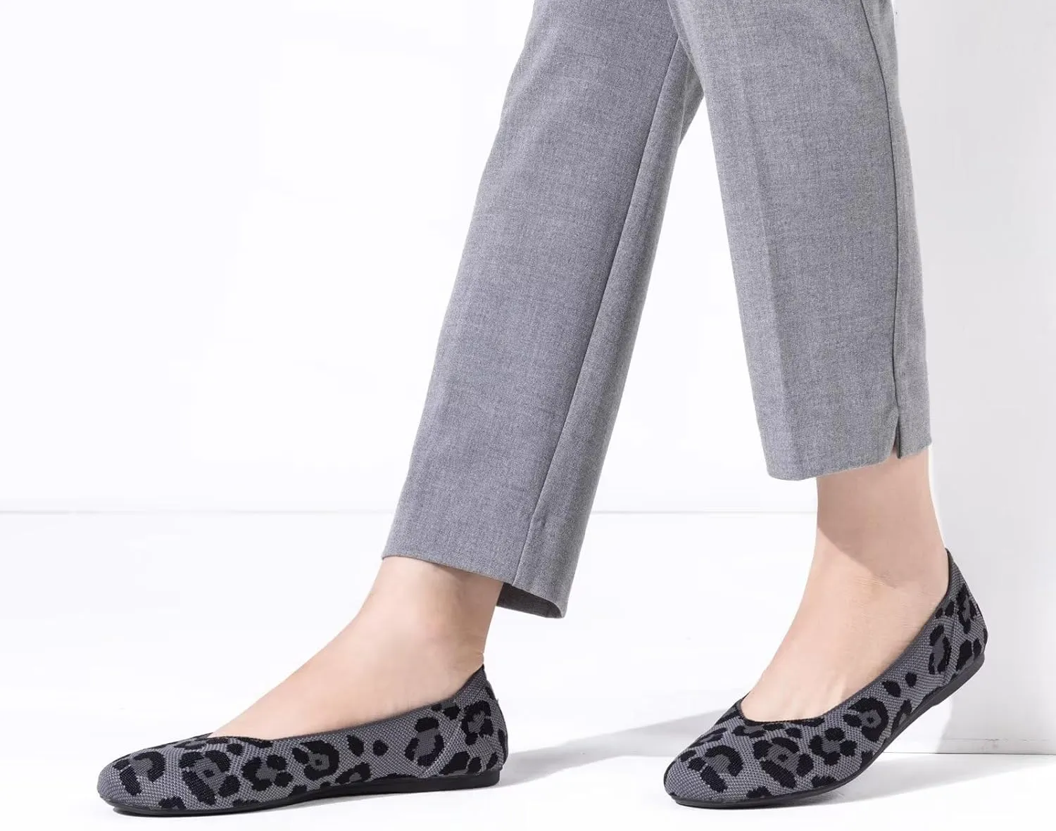 Frank Mully Womens Ballet Flat Shoes Knit Dress Shoes Round Toe Slip On Ballerina Walking Flats Shoes for Woman Low Wedge Comfort Soft