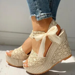 JOSKAA  Women Fashion Summer Platform Wedge Sandals Ankle Strap Fish Mouth Espadrilles Sandals Sandalias Femininas Sandalen Sandales