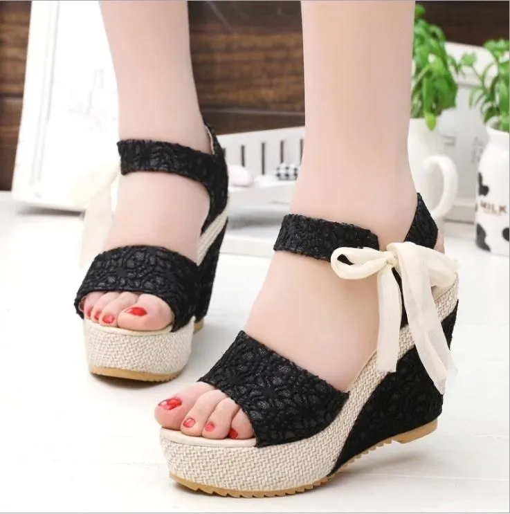 JOSKAA  Women Fashion Summer Platform Wedge Sandals Ankle Strap Fish Mouth Espadrilles Sandals Sandalias Femininas Sandalen Sandales