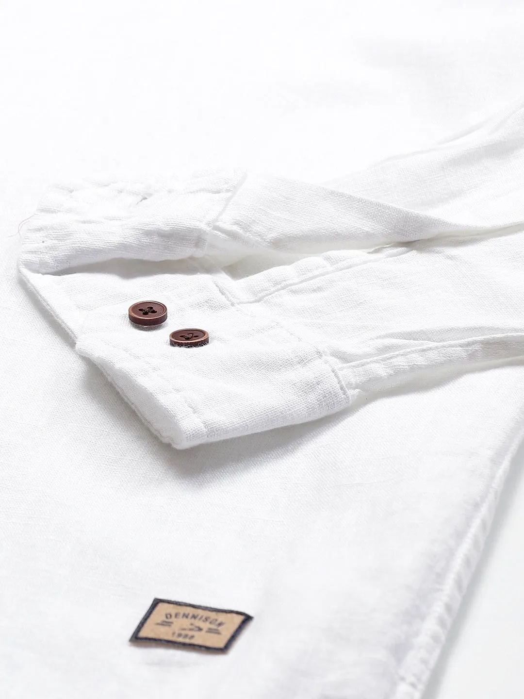 Men White Cotton Linen Kurta