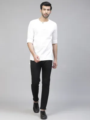 Men White Cotton Linen Kurta
