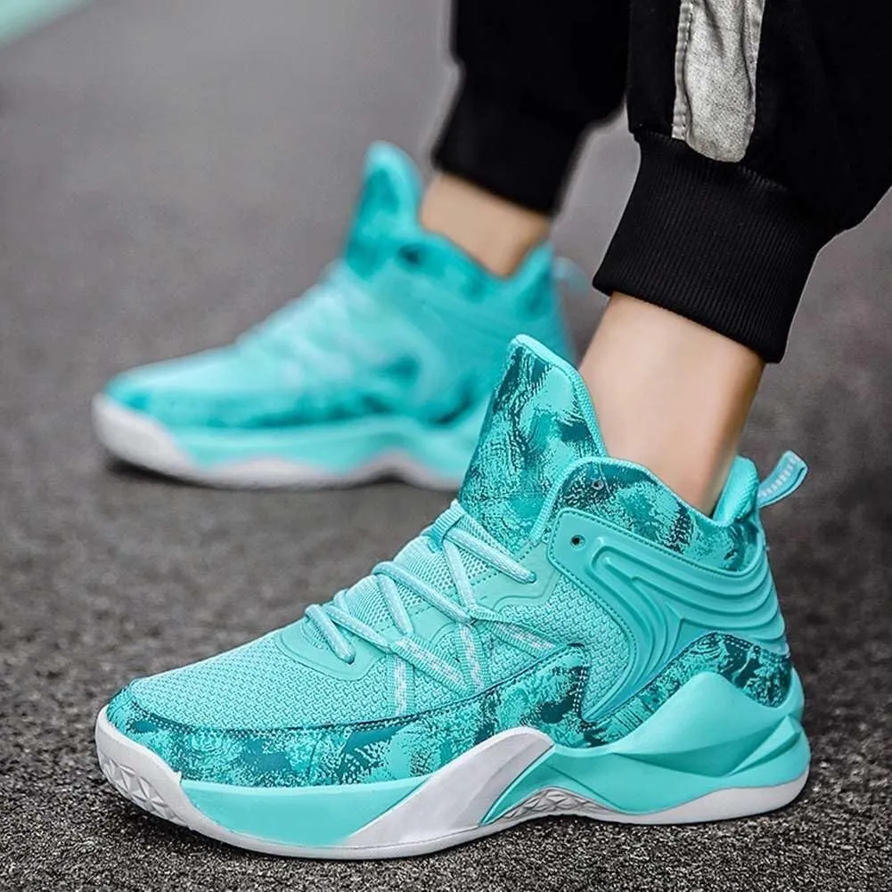Men's Basketball Shoes High Top Fly Woven Breathable Durable Sports Training Boots