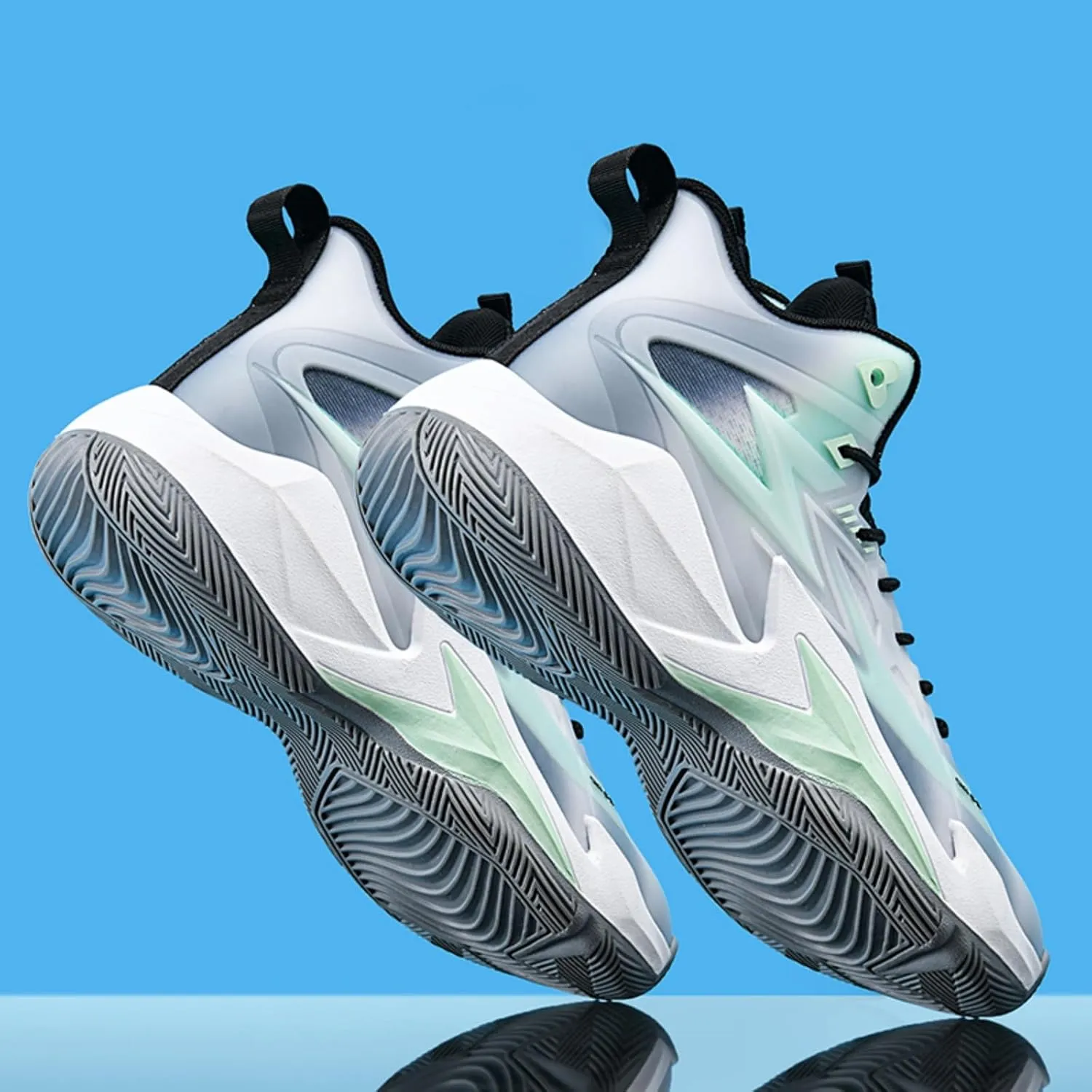 Men's Breathable Mesh Lace Up Basketball Shoes Fashion High-Top Non-Slip Sneakers Casual Gym Sports Tennis Jogging Running Walking Shoes