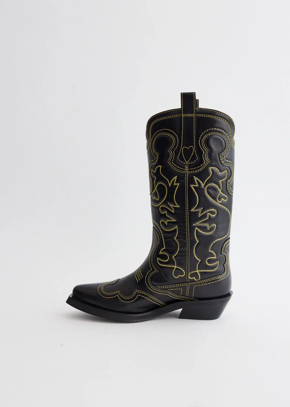 Mid Shaft Embroidered Western Boots
