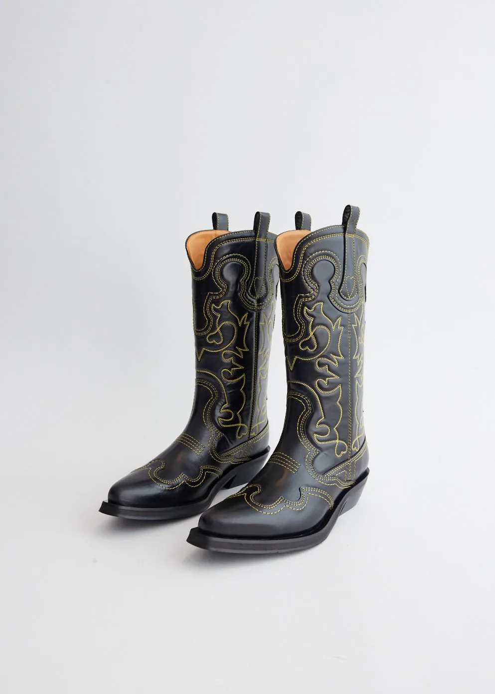 Mid Shaft Embroidered Western Boots