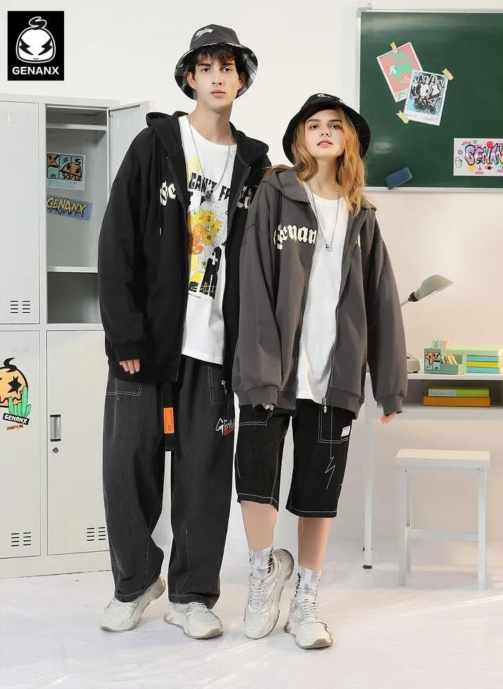 Minimalist American Style Plain Jacket With Hooded