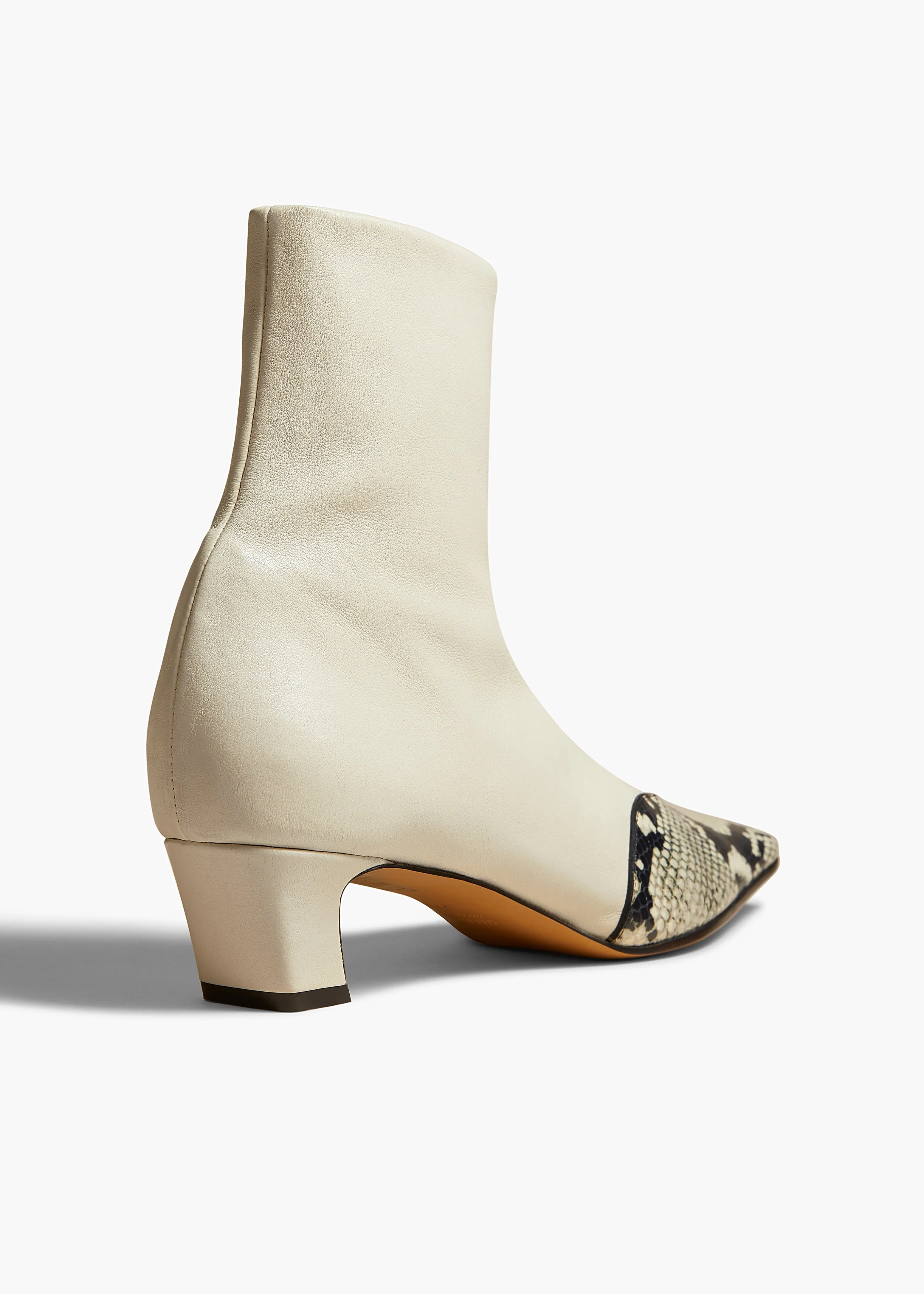 Nevada Stretch Low Boot in Off White with Natural Python-Embossed Leather